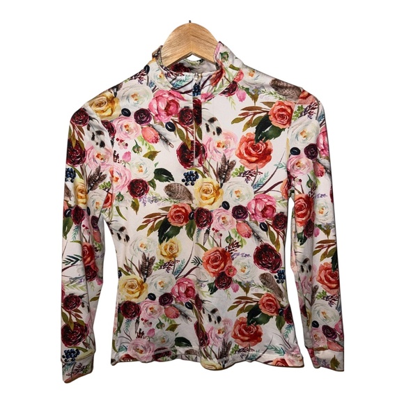 Ranch Dressn Western Roses Partial Zip Youth M Equestrian - Picture 1 of 4